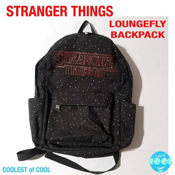 Stranger Things Backpack Loungefly Black Red Logo Stars Official Netflix Merch - Picture 1 of 6